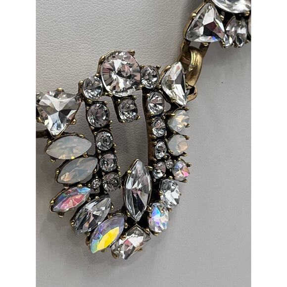 J. Crew Art Deco Rhinestone Clear, AB and Opal Colored Statement Necklace - Picture 6 of 16